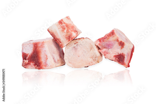 Beef bones raw, freshly, ready for cook isolated on white background.