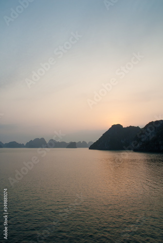 Low light  sunset over Halong bay  Vietnam 