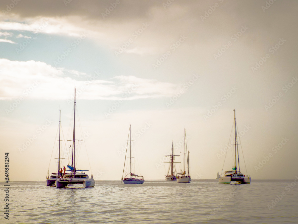 a collection of yachts on the water varying in size