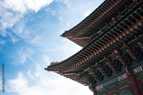 It is a historic building in Korea. It is the roof of the palace in Gyeongbokgung Palace.