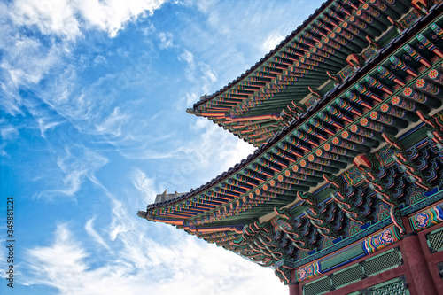 It is a historic building in Korea. It is the roof of the palace in Gyeongbokgung Palace.