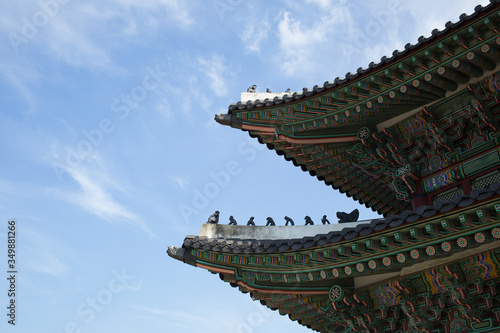 It is a historic building in Korea. It is the roof of the palace in Gyeongbokgung Palace.