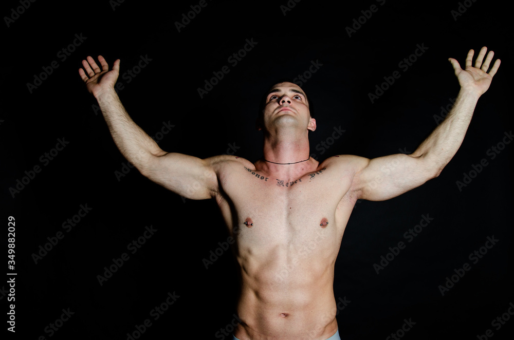 Young attractive man. Sport and healthy lifestyle. Strong arms. Young attractive man. Sport and healthy lifestyle. Strong arms.