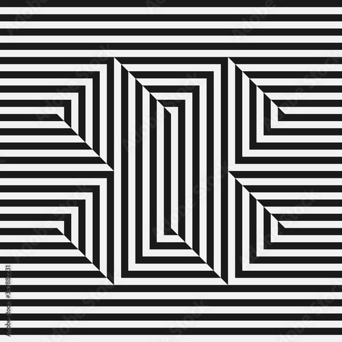 Monochrome seamless pattern. Optical illusion. 