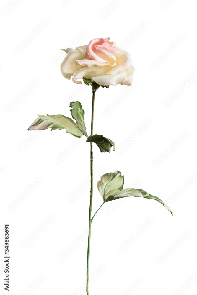 Artificial yellow rose on white background Artificial yellow rose on white background