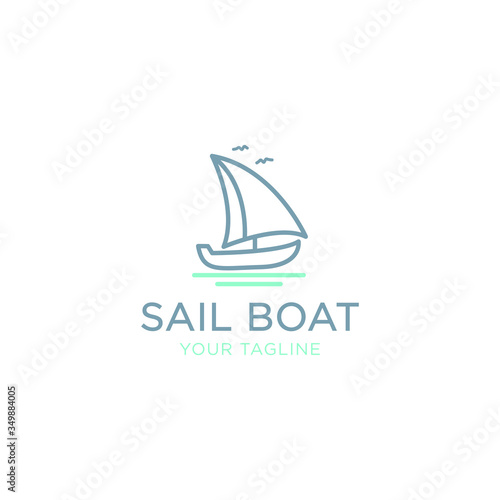Simple Sailboat dhow ship line art logo design. Traditional Sailboat from Asia / Africa