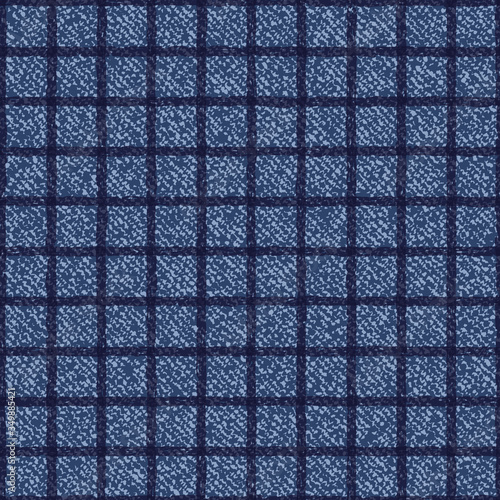 Jeans Tattersall or Windowpane Plaid background. Denim Seamless Vector Textile Pattern. Blue jeans cloth with Check Repeating Pattern Tile. Father's Day Background. Men's Fashion Fabric

