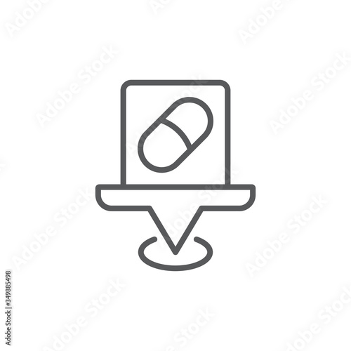 Drugstore location pin vector icon symbol isolated on white background