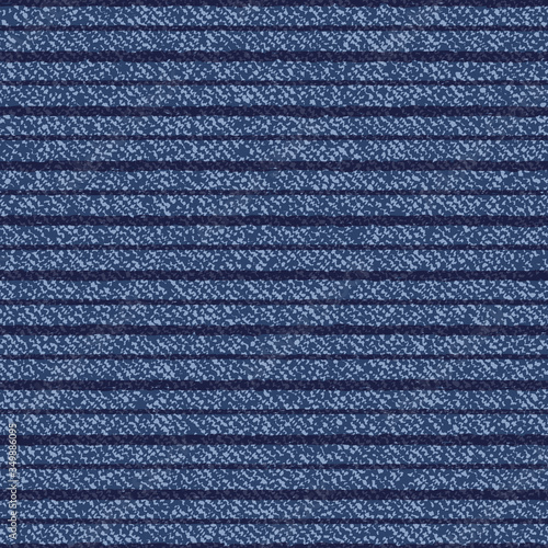 Jeans Washed Indigo Striped Shirt background. Denim Seamless Vector Textile Pattern. Blue jeans cloth with Horizontal Stripes Repeating Pattern Tile. Father's Day Background. Men's Fashion Fabric
