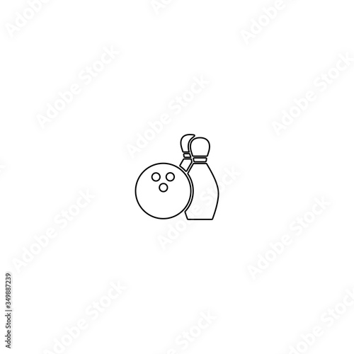 Bowling pins and bowling ball icon. Strike, spare sign. Entertainment symbol for perfect web and mobile design. photo