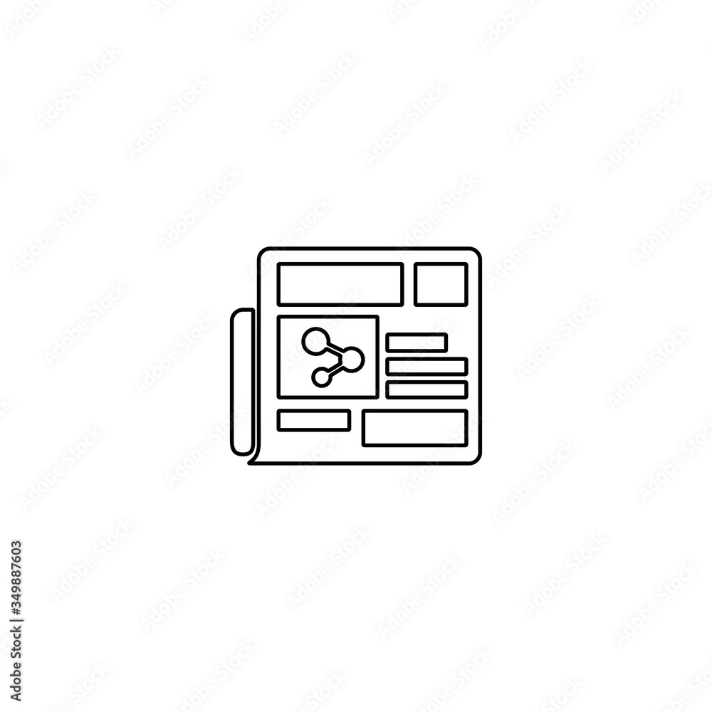 Share multimedia file icon. Sharing text, video content. Line design for web UI concept. Share multimedia file icon. Sharing text, video content. Line design for web UI concept.