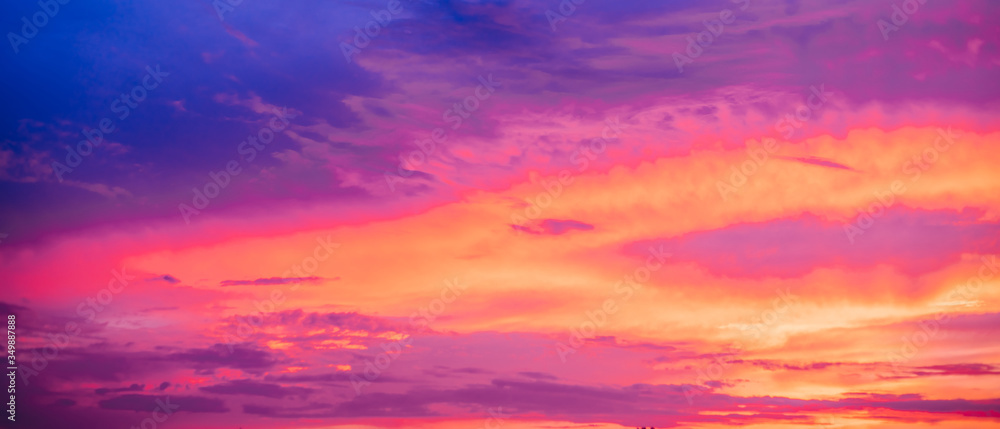 Very saturated sunset or sunrise skies in blue and purple colors.