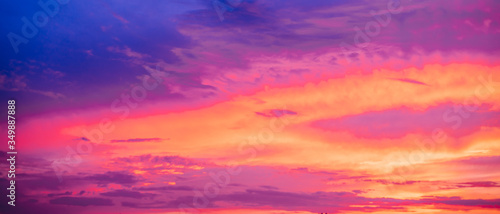 Very saturated sunset or sunrise skies in blue and purple colors.