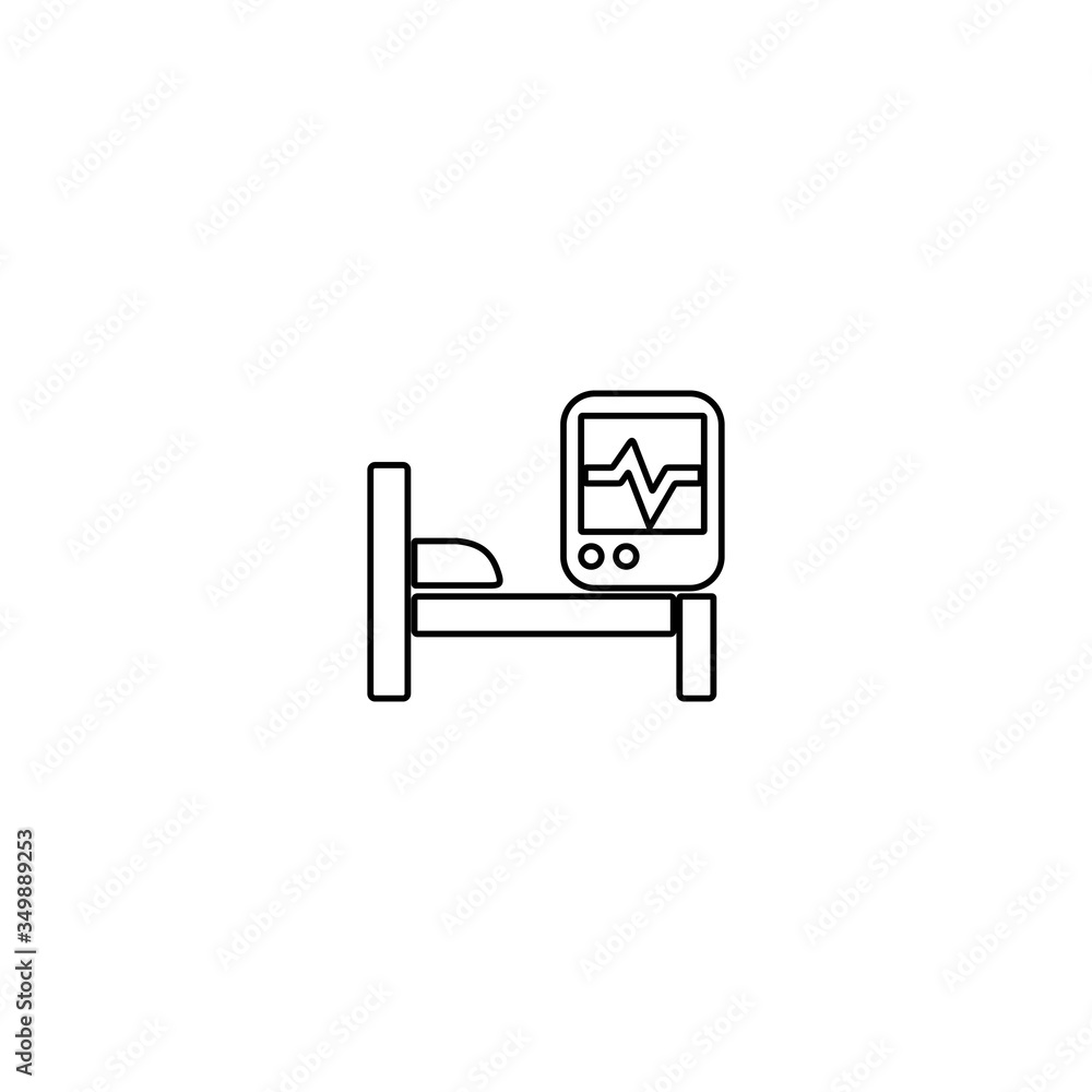 Hospital bed icon. Stretcher sign. Patient bed illustration for health, emergency concept. Hospital bed icon. Stretcher sign. Patient bed illustration for health, emergency concept.