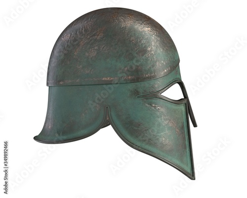 3D render of antique Greek helmet isolated on white. photo