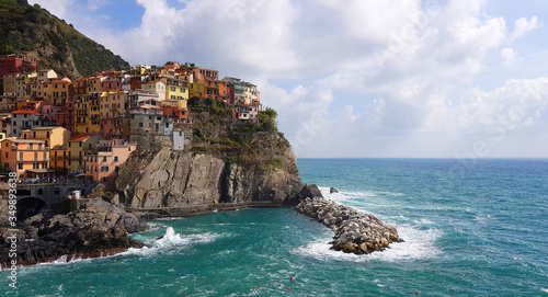 Landscape of the village of Manarola in the province of La Spezia, Liguria, Italy. It belongs to the Cinque Terre National Park. © miff32