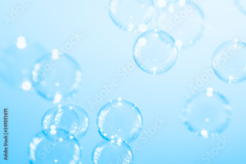 Natural fresh a blue soap bubbles background, bubbles abstract background