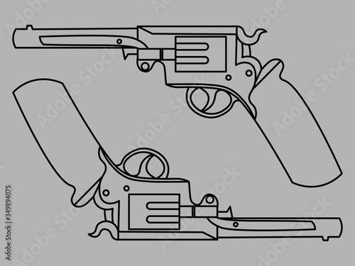 line art of two vintage revolvers