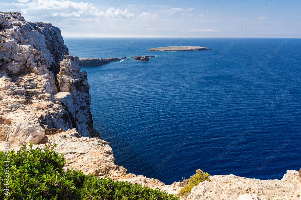 beautiful landscape of the northern cliffs of the island of menorca and the mediterranean sea (balearic islands, spain)