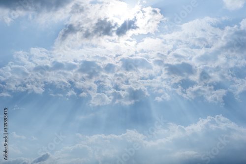 Fototapeta Naklejka Na Ścianę i Meble -  Beautiful sun shining over the cirrus cloud creates magic flares.