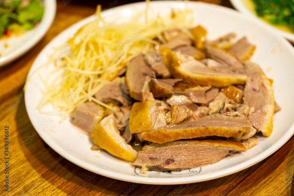 Taiwanese food traditional snack smoked goose