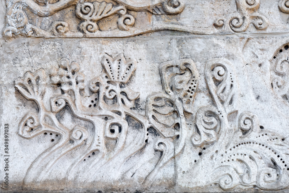 An element of the decoration of the facade of the temple on the territory of the Marfo-Maria abode of mercy An element of the decoration of the facade of the temple on the territory of the Marfo-Maria abode of mercy