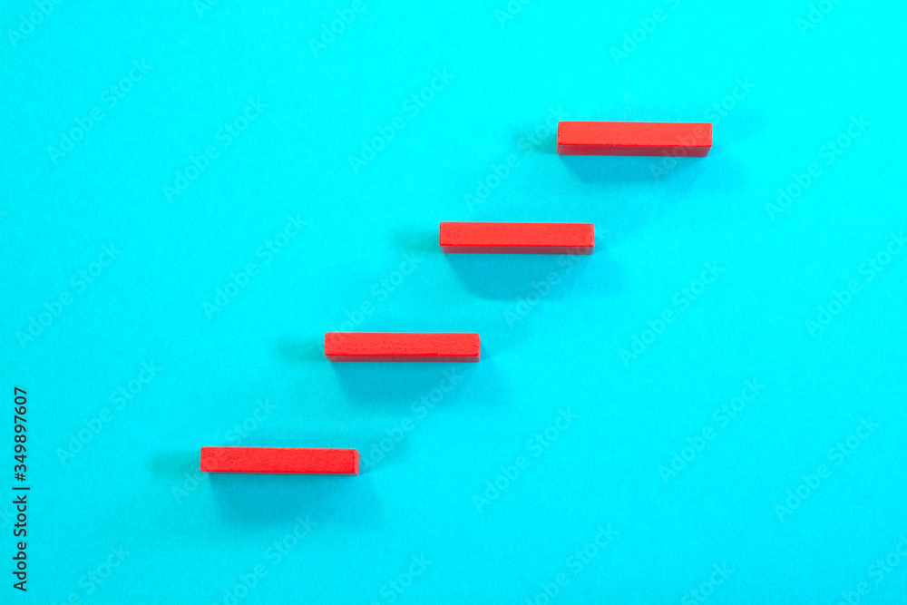 Steps to success. Red steps on blue background. Steps to success. Red steps on blue background.
