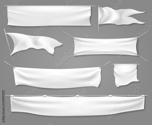 White textile banners and flags