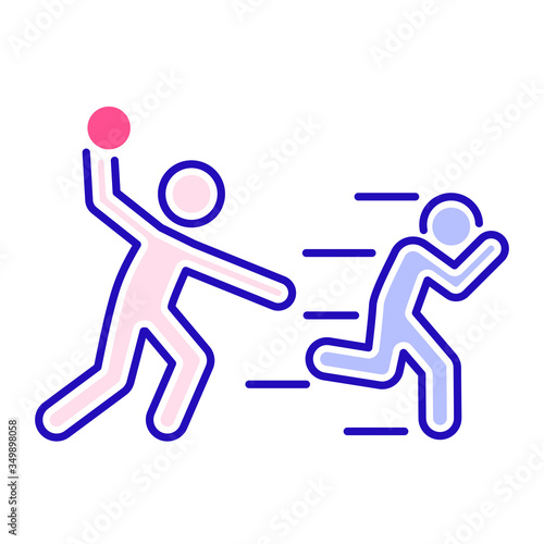 Bullying between kids color line icon. Problem of mockery and bullying at school. Isolated vector element. Outline pictogram for web page, mobile app, promo.