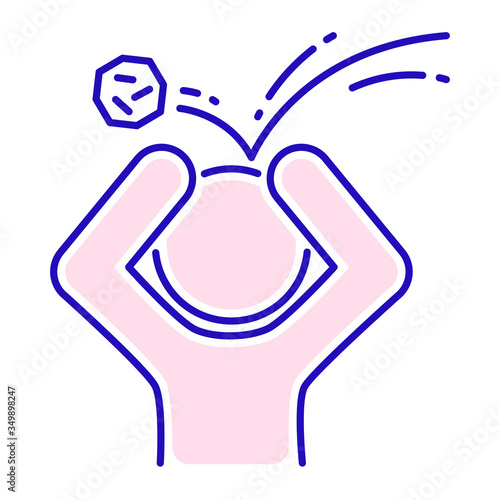 Physical humiliation color line icon. Harassment, beat and violence. Isolated vector element. Outline pictogram for web page, mobile app, promo.