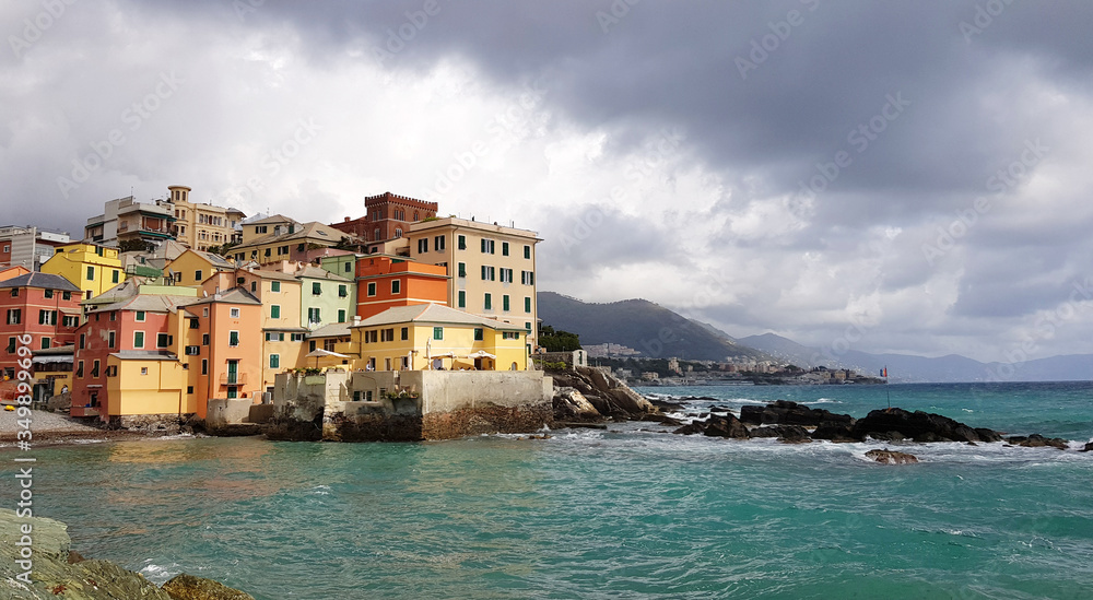 Landscape of Boccadasse in the region of Liguria, Italy. It is a fishing village of the Italian city of Genoa.