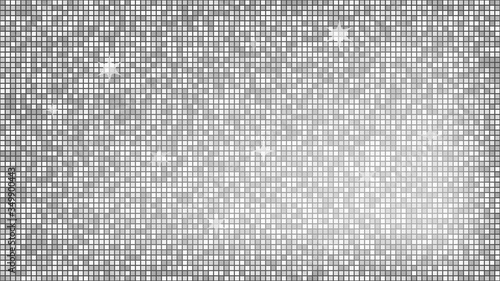 Abstract background silver mosaic. Background foil metallic texture. Festive vector illustration. Mirror mosaic vector illustration. Banner element. Party backdrop. Christmas banner. Disco decoration.