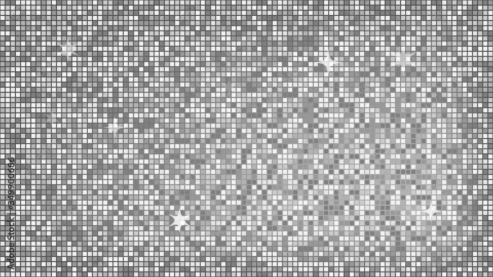 Abstract background silver mosaic. Background foil metallic texture