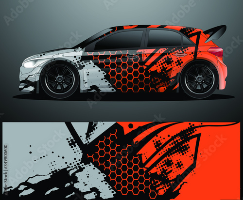 Rally car decal graphic wrap vector, abstract background