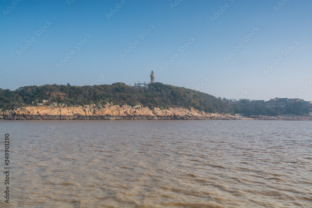 Landscape of seaside of Mount Luojia, which lies in the Lotus Sea to the southeast of Putuo Mountain, Zhoushan, Zhejiang, the place where Bodhisattva Guanyin practiced Buddhism