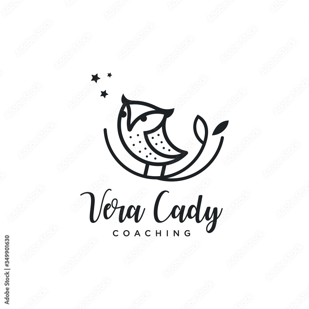 Obraz premium simple Owl logo icon concept with Linear style 