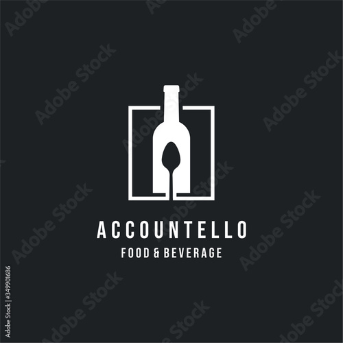 Bottle and spoon vector. Dining Restaurant logo design