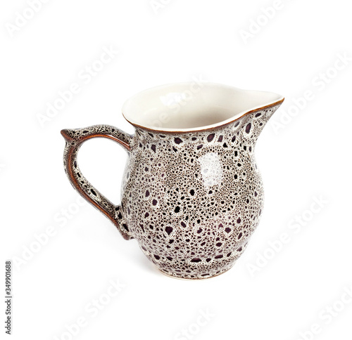 Glazed ceramic jar on a white background with clipping path