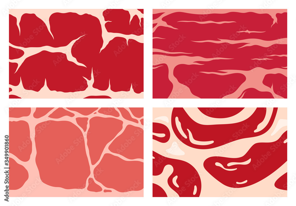 Vector meat background or pattern collection. Beef, pork, lamb.