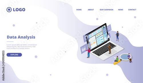 The data analysis team carries process modeling data to find information for making more scientific decisions modern flat cartoon style