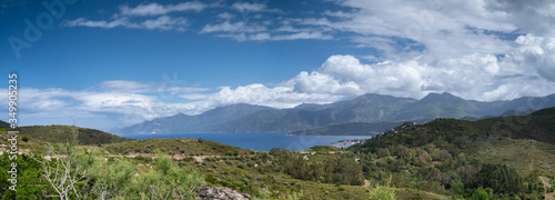Panorama of the Plain of Oletta and the Gulf of Saint Florent as seen from Serra di Pigno, Corsica