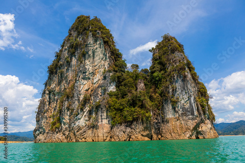 Tropical Thai jungle lake Cheo lan, wild mountains nature national park, rocks
