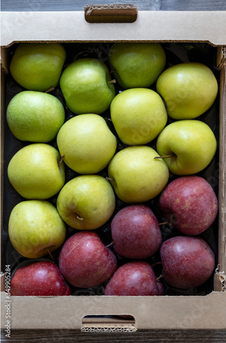 different kinds of green and red apples photo