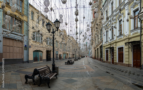 Empty city streets without people, cars and traffic