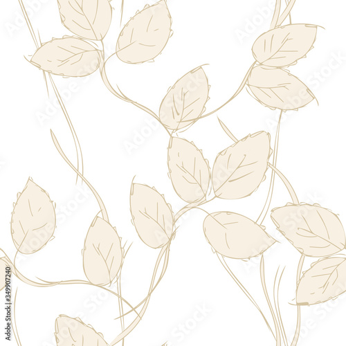 Leaves Seamless Pattern. Hand Drawn Floral Background.