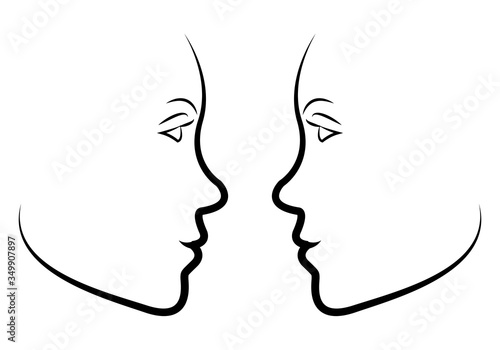Silueta del rostro de una mujer sobre fondo blanco.