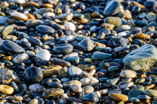 Canvas-taulu Pebble stones on the beach of Greystones, Ireland.
