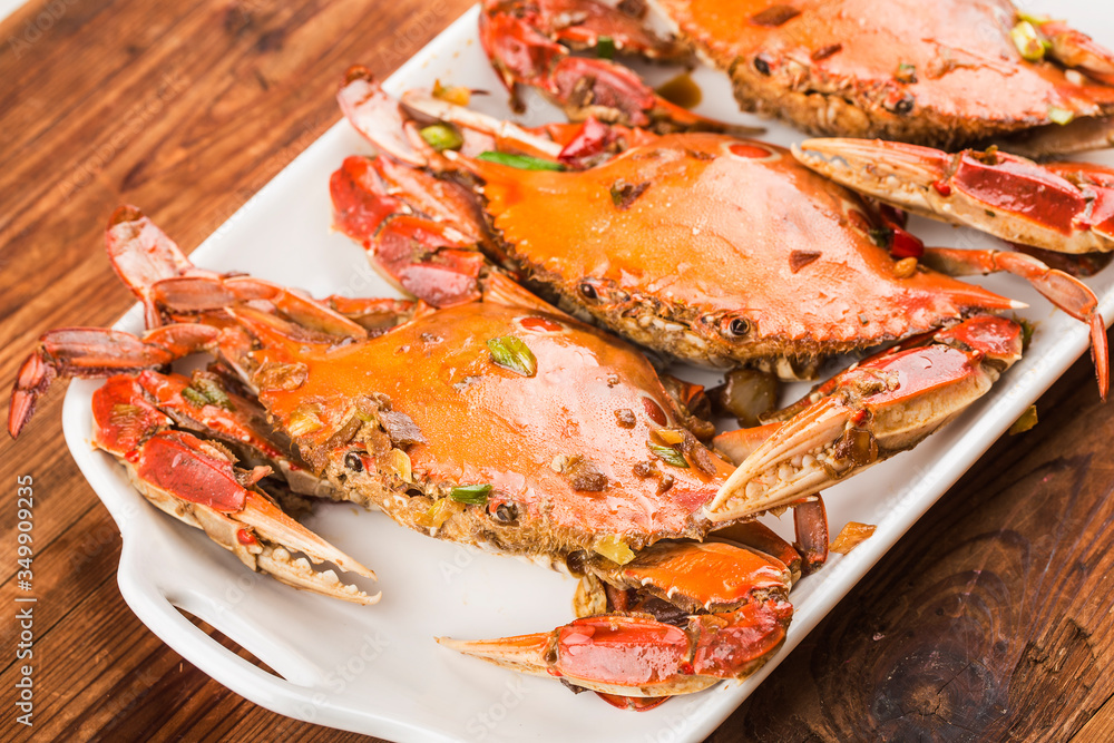 A plate of fresh Redspot swimming crab, A plate of fresh Redspot swimming crab,