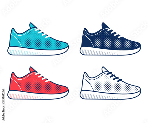 Running shoe icon set