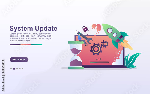 Landing page template of system update in gradient effect style